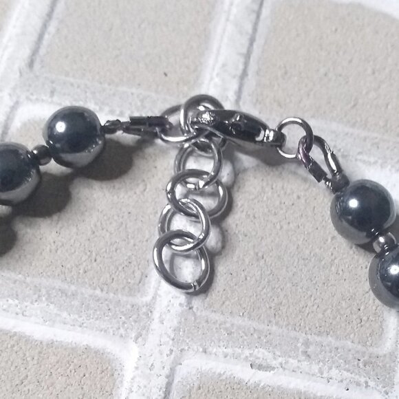 Hematite Hamsa Hand Protection Bracelet - Cool Calm & Collected - 7-8" Wrists - Picture 3 of 9